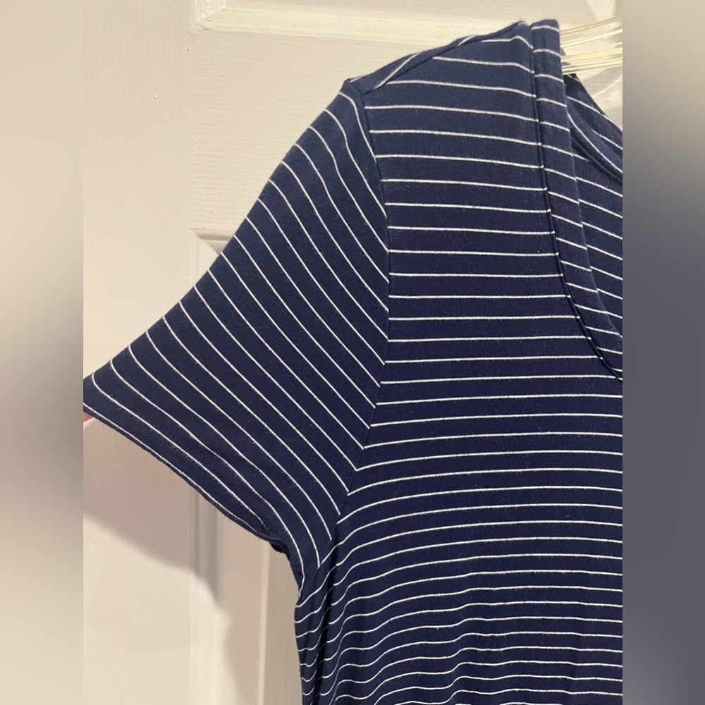 SOMA 💙Short Sleeve, Long Sleep Shirt - Navy Blue with White Stripes -Nightshirt - Picture 4 of 8